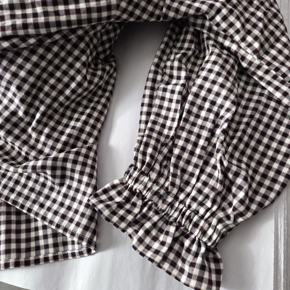 Lane Bryant Size 24 NWT Black Red And White Gingham Plaid Ruffled Button Up - Picture 9 of 9